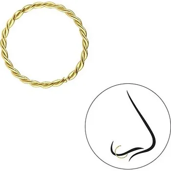Piercing Pozlacený Twisted kroužek do nosu 12 mm Ag 925/1000
