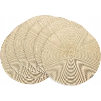 prostírání KULATÁ PODLOŽKA POD TALÍŘ NA STŮL KUCHYŇSKÁ PLETENÁ PROSTÍRÁNÍ KRÉMOVÁ