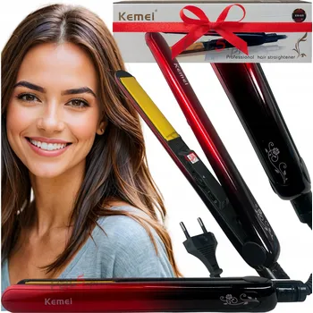 Žehlička na vlasy MALÁ ŽEHLIČKA NA VLASY NA VLASY NANO SILVER KEMEI 2V1 LOKI