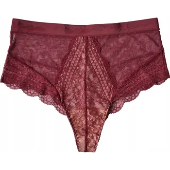 Kalhotky TANGA stringo-šortky 2XL sexy krajkové XXL bordó