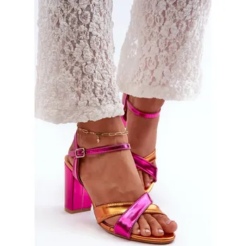 Dámské sandále Eko Kožené Sandály Na Podpatku Abilica Barva: Růžová, Velikost: 41