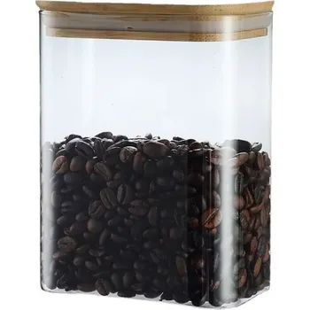 Dóza na potraviny Arte Regal Skleněná dóza obdélníková s bambusovým víkem, 1,1l VIVO