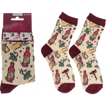 Pánská móda Ponožky Večer s vínem 36-42 – Sýr, vývrtka a sklenice stylu