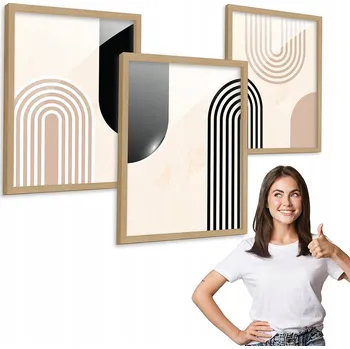 Obraz Sada 3 obrazů MINIMALISTICKÉ VZORY dřevěný rámeček 50x70 triptych