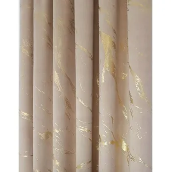 Obraz ZÁVĚS BÉŽOVÁ SE ZLATÝM VZOREM DO OBÝVACÍHO POKOJE LOŽNICE MODERNÍ JORDAN BÉŽOVÁ 140x280