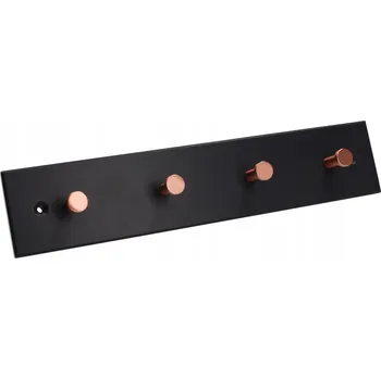 Věšák GAMET, Věšák WD12, dřevěný panel antracit, 4 háčky měď kartáčovaná