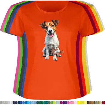 Dámské tričko damske-levne-bavlnene-tricko-digitalni-potisk-pes-jack-russell Barva: Orange - pomerančová, velikost: M
