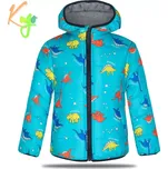 Chlapecká zimní bunda Kugo FB0315 s dinosaury tyrkysová