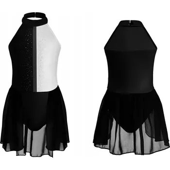 Body BALETNÍ BODY S TYLOVOU SUKNÍ, ČERNOBÍLÉ, TANEČNÍ OBLEČENÍ PRO BALET VEL. 100