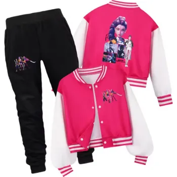 KPop Demon Hunters (Lovkyně démonů) Tepláková souprava KPop Demon Hunters (Huntrix), černé kalhoty + barevné mikiny Barva: červená (11), Velikost: 130