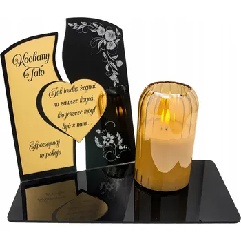 Smuteční dekorace VĚČNÁ HŘBITOVNÍ SVÍČKA Soška pro TATÍNKA na hrob všech svatých LED