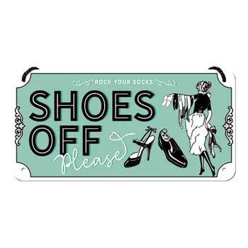Plechová cedule Postershop Závesná cedule: Shoes Off - 20x10 cm