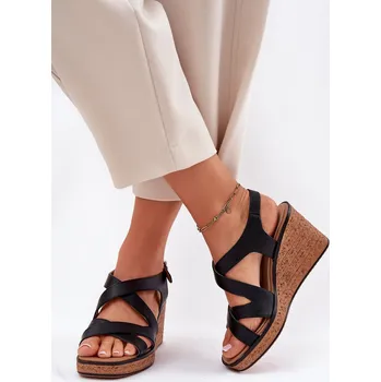 Dámské sandále Dámské Sandály Na Klínu Sergio Leone SK223 Barva: Černá, Velikost: 36