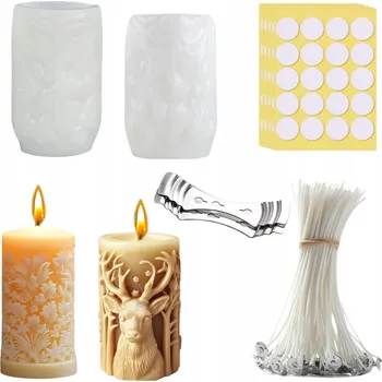 Svíčka SADA PRO VÝROBU SOJOVÝCH SVÍČEK - KNOTY, FORMA, SILIKONOVÁ FORMA NA SVÍČKY