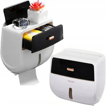 Držák na toaletní papír do koupelny, snadno instalovatelný hliníkový úložný box