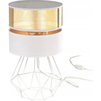 Lampička NOČNÍ LAMPA STOLNÍ DIAMANTOVÉ STÍNIDLO S DÍRKAMI ZLATÁ E27 LED BÍLÁ PROLAMOVANÁ