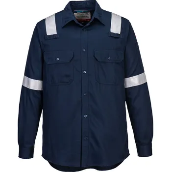 Pánská košile PORTWEST HI-VIS BIZFLAME FR720 / Lehká nehořlavá košile - námořní modrá XXL
