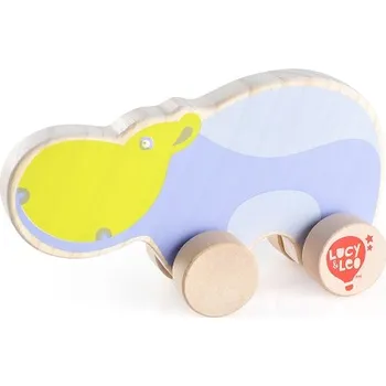 Dřevěná hračka Hrošík na kolech Lucy&Leo dřevěný