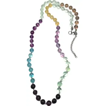 Náhrdelník Ručně vyráběný fluoritový náhrdelník s komponenty z chirurgické oceli