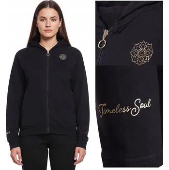 Dámská mikina MIKINA DÁMSKÁ SPORTOVNÍ ČERNÁ BAVLNĚNÁ S KAPUCÍ VOLNÁ POHODLNÁ MORAJ L