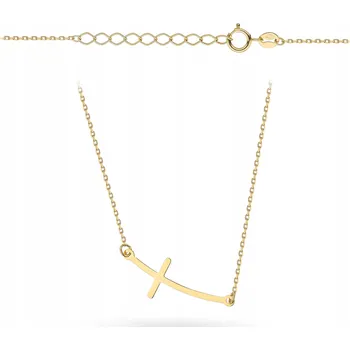 Náhrdelník KRÁSNÝ ZLATÝ NÁHRDELNÍK Au 585 se Zahnutým Křížem / Křížkem 14k