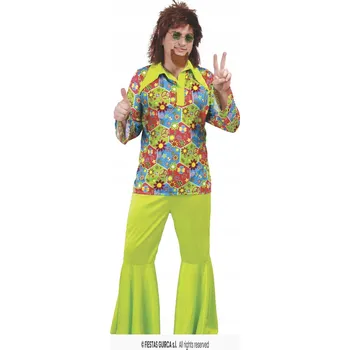 Karnevalový kostým KARNEVALOVÝ KOSTÝM HIPPIE KARNEVAL KOSTÝM PRO DOSPĚLÉ, KVĚTINOVÝ KOSTÝM XXL