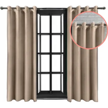 Obraz Závěsy z veluru 140x230 KLASIKA A STYL, TEPLÁ BÉŽOVÁ OKA