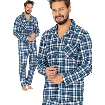 Pánské pyžamo EVAN - klasické pánské pyžamo na zip s kostkovaným vzorem XXL