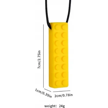 LOGOPEDICKÉ KOUSÁTKO SENZORICKÁ HRAČKA ŽLUTÝ KVÁDR PŘÍVĚSEK SILIKON