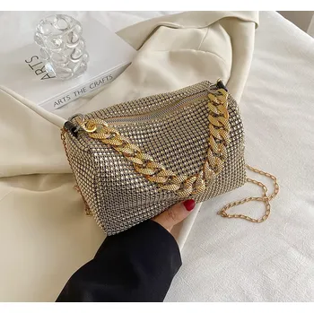 Kabelka B-TOP Módní mini kabelka s imitací krystalů Druh barvy: Zlatá