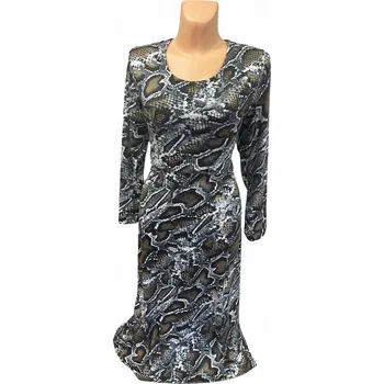 Dámské šaty Šaty s delším rukávem LOLA, Barva Šedá, Velikost XXXL 54, Materiál 98% Polyester 2% Lycra