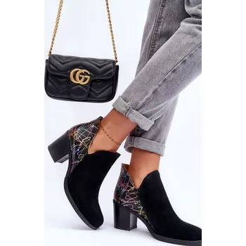 Dámské kozačky Dámské Kožené Boty Na Podpatku Maciejka 04492-29 Barva: Černá, Velikost: 38