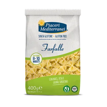Piaceri Mediterranei motýlkové těstoviny FARFALLE 400g Bezlepkové těstoviny ve tvaru motýlků