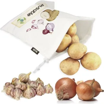 Dóza na potraviny QUTTIN Pytlík na brambory, cibuli nebo česnek, REAUSABLE bílý 39,5 x 35cm