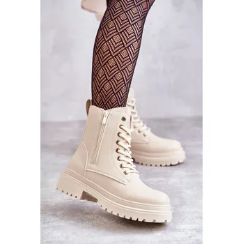 Dámské kozačky Dámské zateplené kožené kozačky Dorchen Barva: Béžová, Velikost: 40