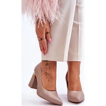 Dámské lodičky Kožené lodičky Lewski 3117 Barva: Béžová, Velikost: 41