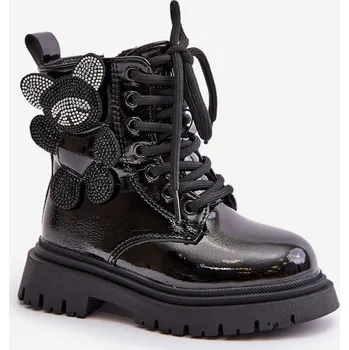 Dětská běžecká obuv Zateplené Dívčí Boty S Medvídkem Na Zip Relobia Barva: Černá, Velikost: 36