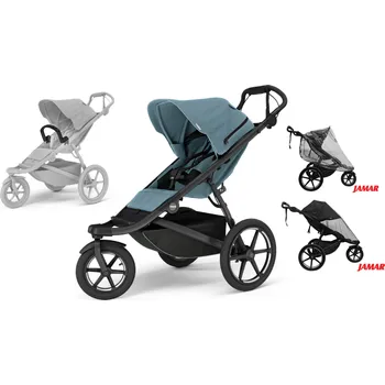 Přeprava dětí Akční set Thule Urban Glide 3 Mid-blue s magnetickou přezkou + Altabebe moskytiéra + pláštěnka + madlo Thule