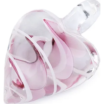 Skleněný přívěsek srdce 30x45 mm Varianta: 14 růžová nejsv., Balení: 1 ks