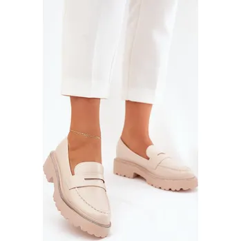 Dámské mokasíny Dámské Mokasíny Eko Kůže S Zircony Wilamla Barva: Béžová, Velikost: 40