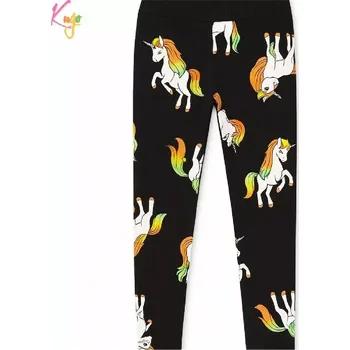 Dívčí zateplené legíny Kugo YL1087 černé / jednorožec oranžová