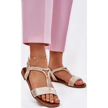 Dámské sandále Dámské Plátěné Sandály S Pásky S.Barski KV51-120 Barva: Zlatá, Velikost: 40