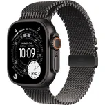 Apple Watch Ultra 3 49mm Černý titan s černým titanovým milánským tahem - L