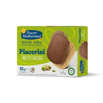 Piaceri Mediterranei bezlepkové PIACERINI PISTÁCIOVÉ SUŠENKY 60g Bezlepkové vaflové sušenky s pistáciovou náplní