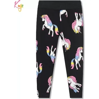 Dívčí zateplené legíny Kugo YL1087 černé / jednorožec růžová