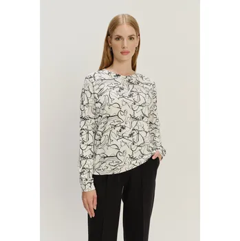 Dámská mikina Greenpoint viskózová mikina s abstraktním vzorem bílá Velikost: L