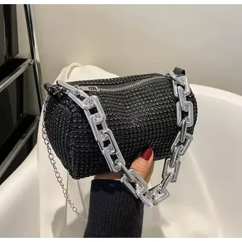 Kabelka B-TOP Módní mini kabelka s imitací krystalů Druh barvy: Černá