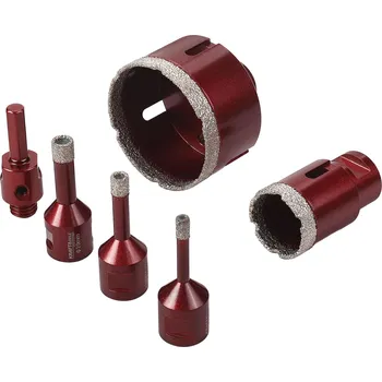 Korunkové diamantové vrtáky do keramiky, kamene, 6 - 68 mm, 1/4", sada 6 ks, Kraft&Dele KD5953
