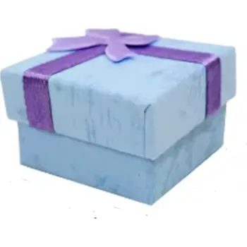 Krabička karton s houbičkou na šperky s mašlí modrá 4 x 4 x 2,5 cm