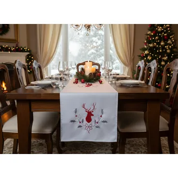 ubrus Vánoční ubrus - běhoun na stůl DEER 40x140 cm, světle šedá